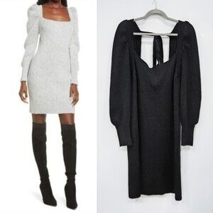 Nordstrom WAYF Black Ribbed Long Sleeve Sweater Bodycon Mini Dress New Tags XL